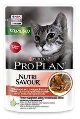 Purina Pro Plan (паучи) Паучи Кусочки в соусе для кастрированных кошек с говядиной (Sterilised) 11224944112457312 | Sterilised 0,085 кг 24409 (18 шт)