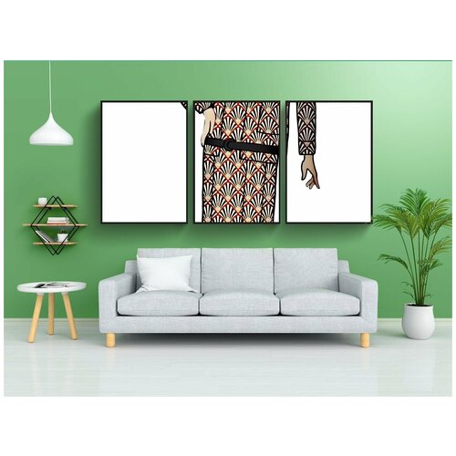 фото Набор модулных постеров для интерьера "хлопушка, ретро 1920-х годов, винтаж" 60x90 см. в тубусе, без рамки lotsprints