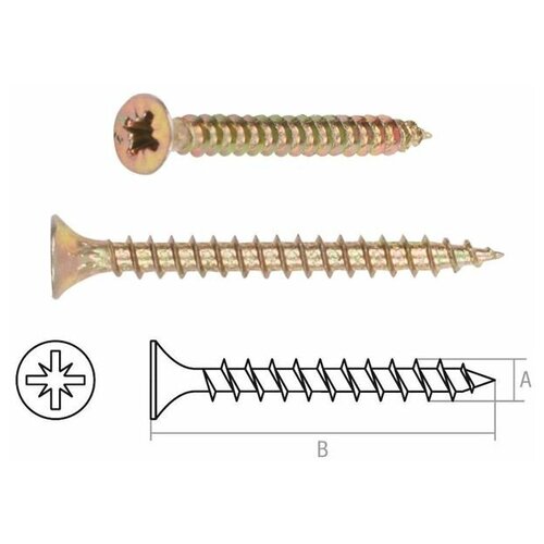 Шуруп универсальный 3.5х50 мм желтый цинк (5 кг) STARFIX (SMV2-20430-5)