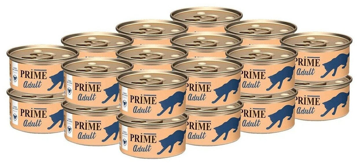 PRIME MEAT ADULT CAT для взрослых кошек с ягненком в соусе (75 гр х 24 шт) - фотография № 1