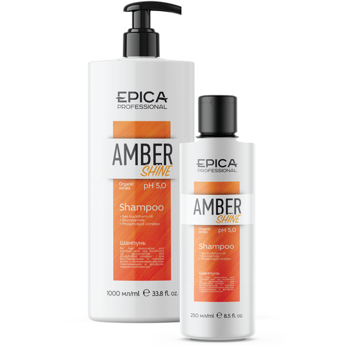 EPICA Professional Amber Shine ORGANIC Шампунь для восстановления и питания, 1000 мл шампунь для питания волос epica professional shampoo for nutrition amber shine organic 1000 мл