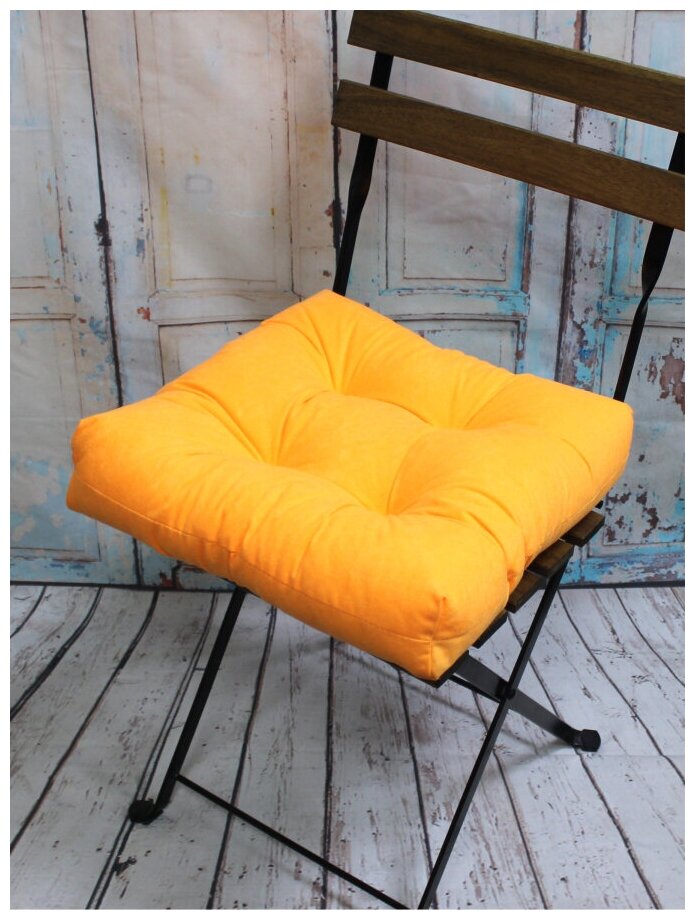 Подушка на стул MATEX Velours, 40x40 см, абрикосовый - фотография № 2