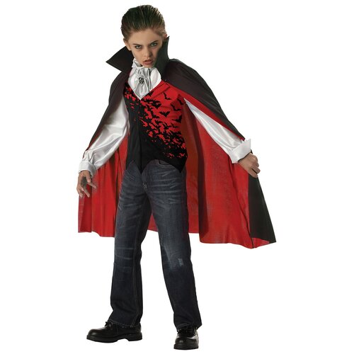 фото Костюм повелитель тьмы детский california costumes s (6-8 лет) (жилет с вшитыми рукавами, манишка с галстуком, плащ с воротником, брошь)