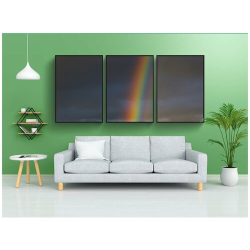 фото Набор модулных постеров для интерьера "радуга, небо, темное небо" 60x90 см. в тубусе, без рамки lotsprints