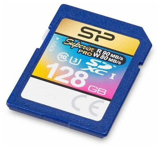 Карта памяти 128GB Silicon Power SP128GBSDXCU3V10 SDXC Class 10 Superior Pro UHS-I U3 90/80 MB/s