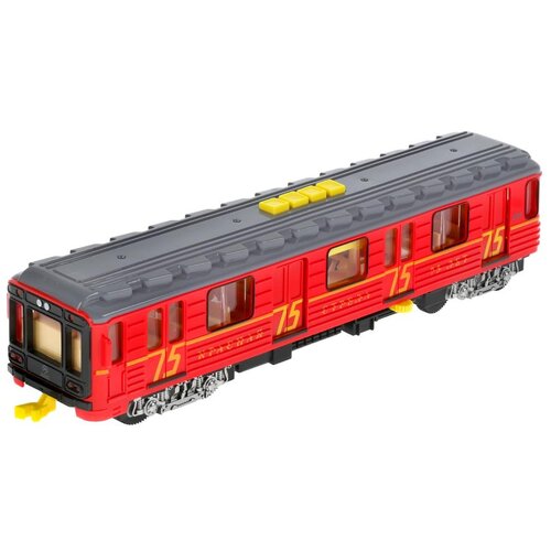 Модель пластиковая инерционная вагон метро 30 см со звуком и светом Цвет Красный технопарк SUBWAY-30PLMETRO-RED