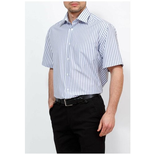 фото Рубашка мужская короткий рукав casino c221/0/6822, прямой силуэт / сlassic fit, цвет голубой, рост 174-184, размер ворота 39