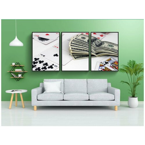 фото Набор модулных постеров для интерьера "карты, покер, деньги" 60x90 см. в тубусе, без рамки lotsprints