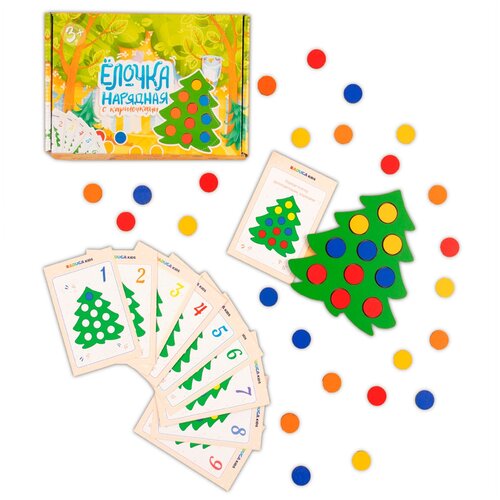 фото Мозаика «ёлочка нарядная» с карточками в мешочке радуга кидс