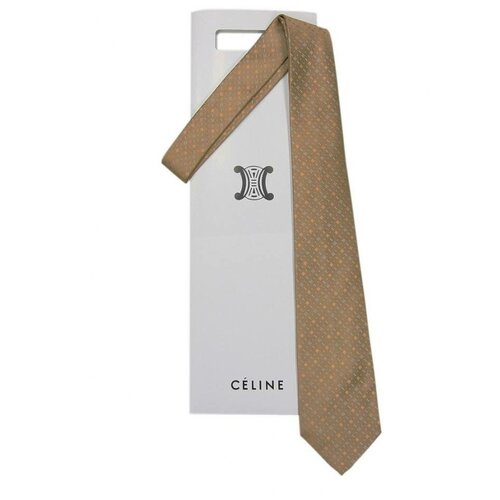 Коричнево-бежевый галстук с узором Celine 70500