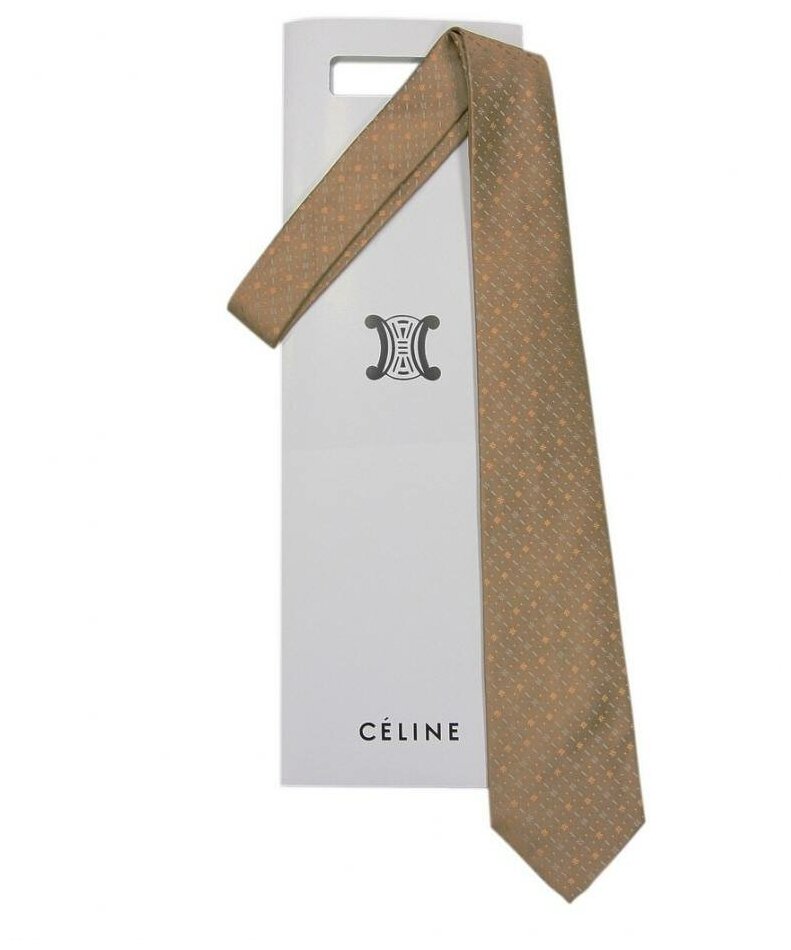 Коричнево-бежевый галстук с узором Celine 70500 
