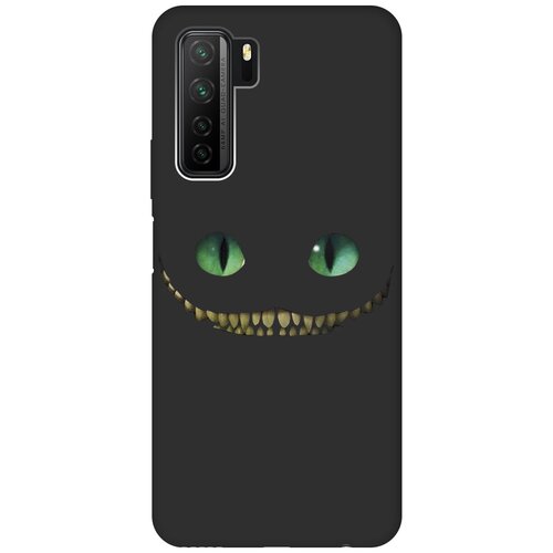 фото Ультратонкая защитная накладка soft touch для huawei nova 7 se / honor 30s с принтом "улыбка чеширского кота" черная gosso