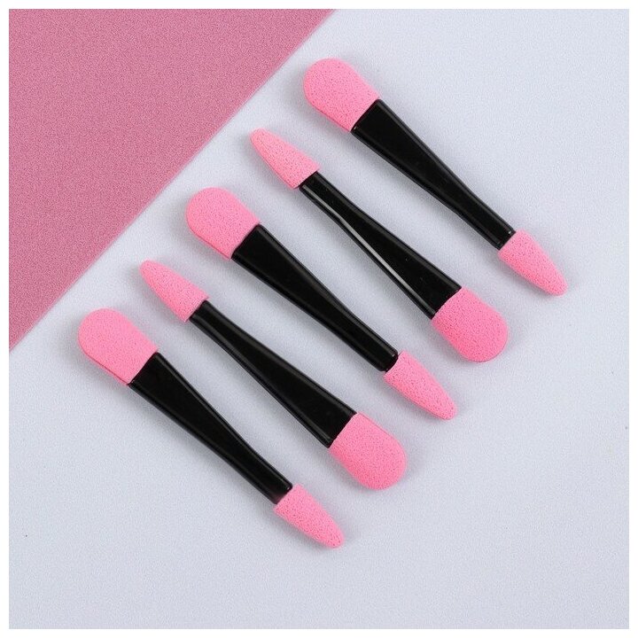 фото Набор аппликаторов, 5 шт, 6,5 см, двусторонние, цвет чёрный/розовый