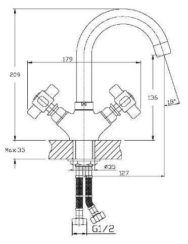 Смеситель для умывальника 35к HB1037 HAIBA - фотография № 4