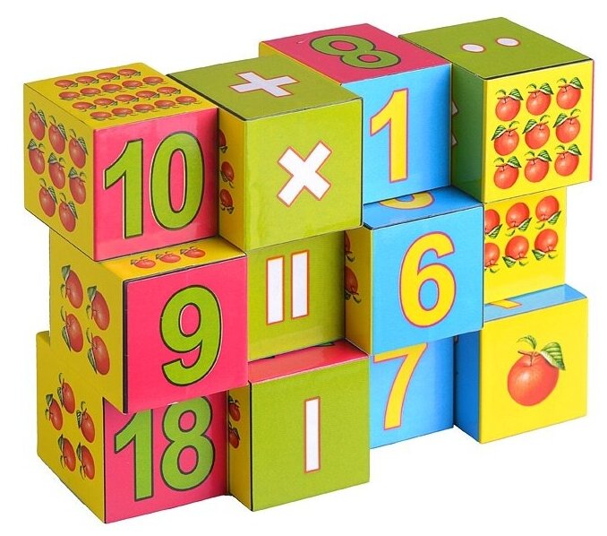 Кубики Рыжий кот Математика для малышей (12 шт) (К12-9036)