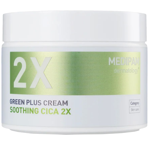 MEDIPAM Green Plus 2x Cream Soothing Cica Крем для лица Двойной уход успокаивающий с центеллой азиатской, 100 мл крем двойной уход успокаивающий с центеллой азиатской medipam green plus 2x cream soothing cica 100 мл