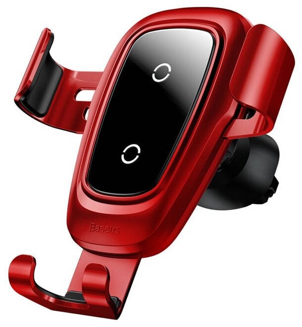 Автомобильный держатель для телефона Baseus с беспроводной зарядкой, в воздуховод / 10 Вт / красный