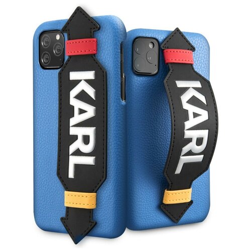 фото Чехол cg mobile karl lagerfeld pu leather with strap karl logo hard для iphone 11 pro, цвет голубой (klhcn58hdawbl)