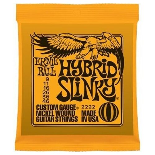 P02222 Hybrid Slinky Комплект струн для электрогитары, никель, 9-46, Ernie Ball