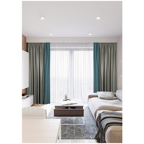 Комплект штор Горрити (высота 270, ширина 200, синий)