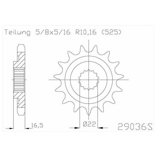 Звезда ведущая ESJOT 50-29036 15 зубов, кросс JTF741.15