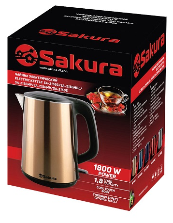 Чайник SAKURA SA-2156G 1,8л. 1800Вт. золот+черн - фотография № 2