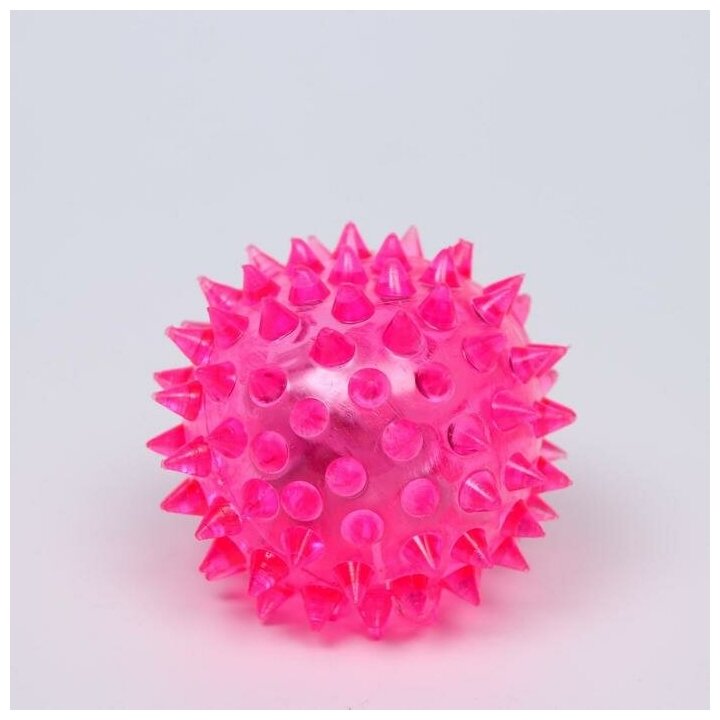 Мяч светящийся для собак средний, TPR, 5,5 см, розовый 6255217