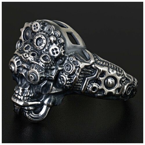 фото Серебряное мужское кольцо с черепом, чернение lazurit-online