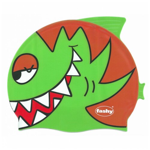 фото Шапочка для плавания детская fashy childrens silicone cap, 3048-00-63, силикон, зелено-оранжевый