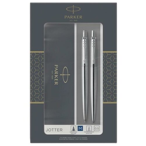 Parker Набор Parker Jotter Core KB61 Stainless Steel CT, ручка шариковая, корпус из нержавеющей стали + карандаш механический 0.5 мм