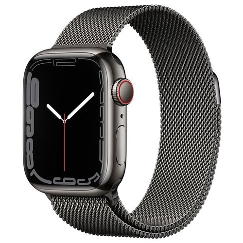 Умные часы Apple Watch Series 7 GPS + Cellular MKL33FD/A 41мм Graphite Stainless Steel Case with Graphite Stainless Steel Milanese Loop, графит/графит