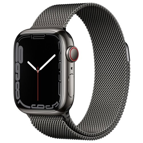 Умные часы Apple Watch Series 7 GPS Cellular MKL33FDA 41мм Graphite Stainless Steel Case with Graphite Stainless Steel Milanese Loop графитграфит 10599000₽