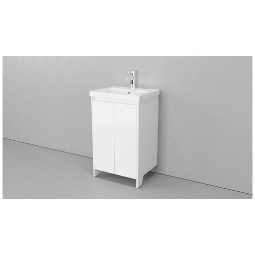 Тумба напольная с раковиной Velvex Klaufs 50.2D белый глянец