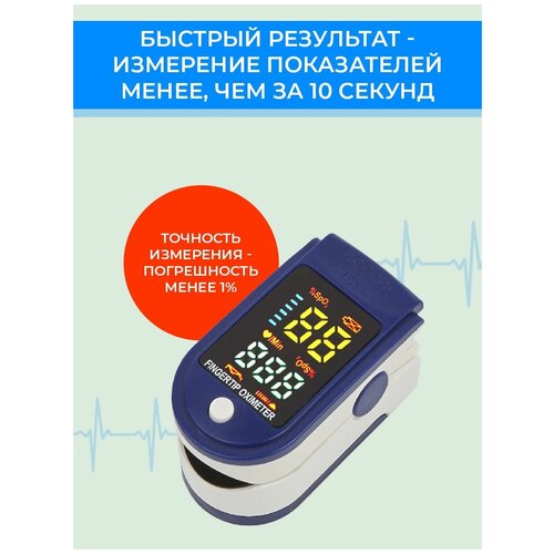 фото Пульсоксиметр на палец (пульсометр) для измерения кислорода в крови (оксиметр) + 2 батарейки в подарок medika