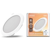 Светильник gauss Умный Wi-Fi 2020122, LED, 16 Вт, 2700, теплый белый, цвет арматуры: белый, цвет плафона: белый