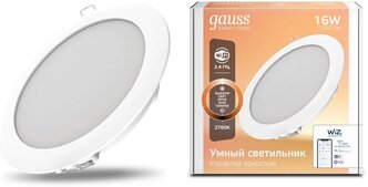 Светильник gauss Умный Wi-Fi 2020122, LED, 16 Вт