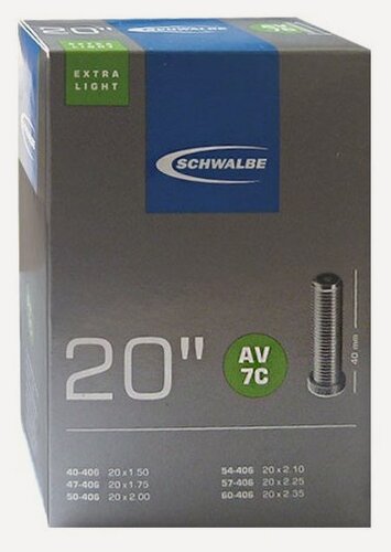 Изображение товара Камера. SCHWALBE 20" авто AV7C EXTRA LIGHT 40/60-406 IB AGV 40mm 05-10415710