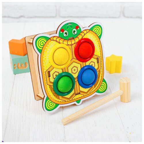 Стучалка-сортер Черепаха, с молотком деревянные игрушки woodland стучалка цветная черепаха