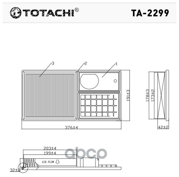 Воздушный Фильтр Totachi Ta-2428 036 129 620 H C 3880 TOTACHI арт. TA-2428