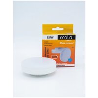 Лампочка светодиодная, потолочная, для встраиваемых светильников/ Ecola Light/ GX53 LED, мощность 8W 4200K дневной белый свет