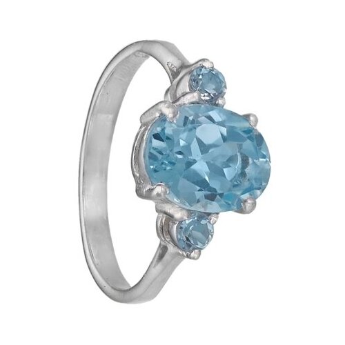 фото Серебряное кольцо 'сонет' с голубыми топазами серена-сильвер