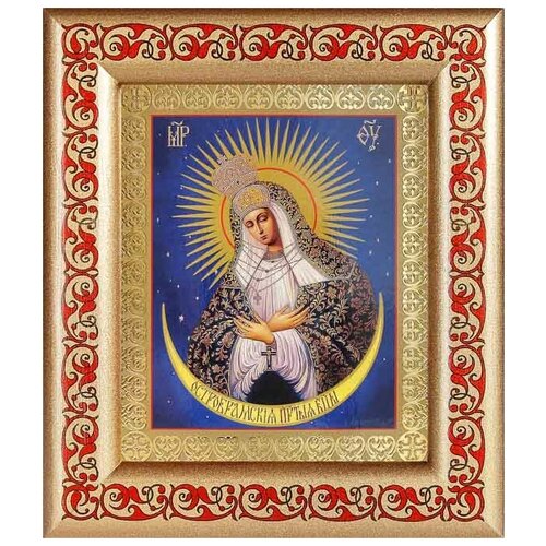 Икона Божией Матери Остробрамская Виленская, рамка узором 14,5*16,5 см икона божией матери остробрамская виленская широкая рамка 14 5 16 5 см