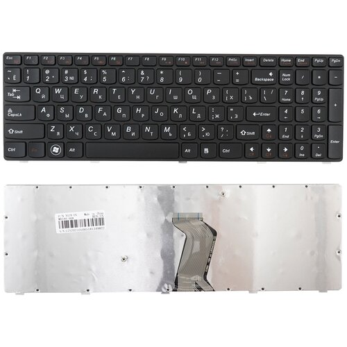 клавиатура для lenovo ideapad y570 y570p y570 ru 25011789 Клавиатура для ноутбука Lenovo Y570, Y570P черная с рамкой