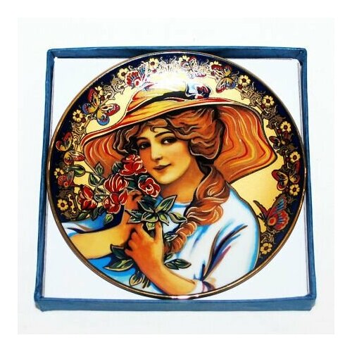 Декоративная тарелка Дама с цветами от мастерской А Флоринского 1200₽