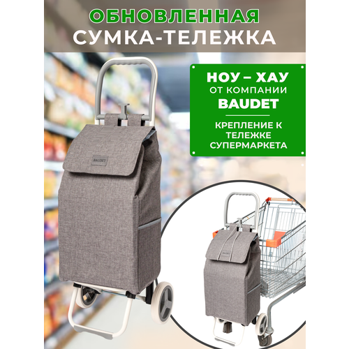 Сумка-тележка BAUDET, 30 л, 35х93х30 см, серый