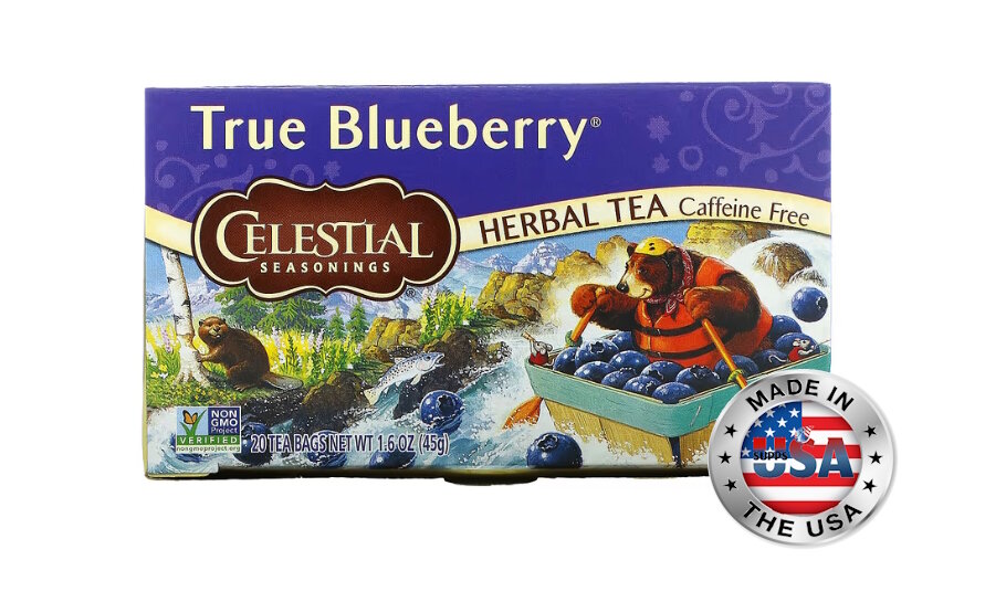 Celestial Seasonings Травяной чай без кофеина Черника, 20 пакетиков (45 г)