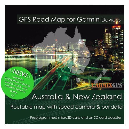 Карта навигационная дорожная для Garmin устройств. Австралия и Новая Зеландия на карте памяти MicroSD (2024) Carmix-GPS аккумулятор для навигаторов garmin edge 800 nuvi 1200 2595