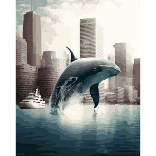 Картина по номерам Дельфин в мегаполисе холст на подрамнике 40х50 см, OK11397 картина по номерам утро в мегаполисе 40х50 см
