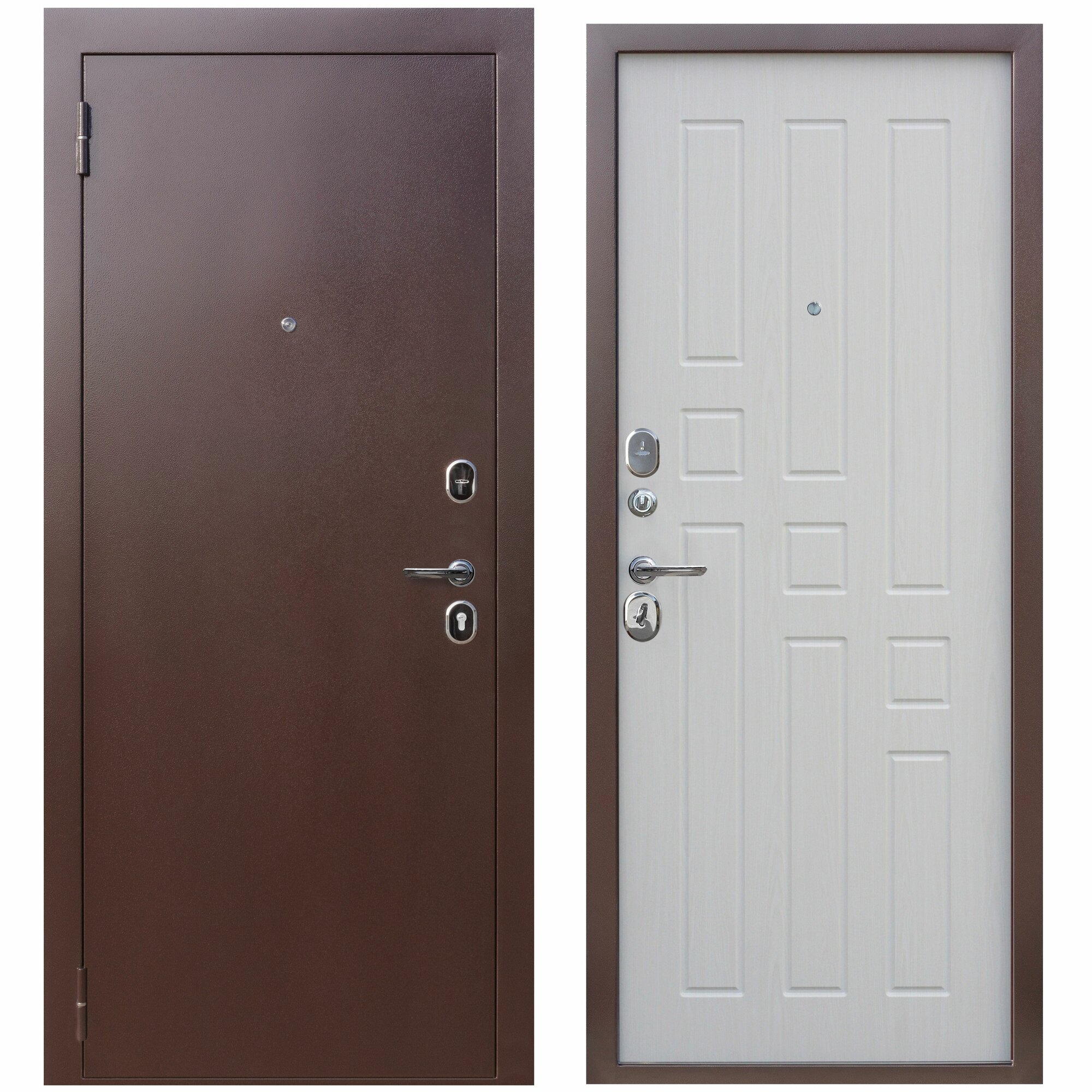 фото Дверь входная металлическая Foreman Ф-5 2050х860 Левая Антик медь - Дуб белый, тепло-шумоизоляция, антикоррозийная защита для квартиры и дома УТ-00082801