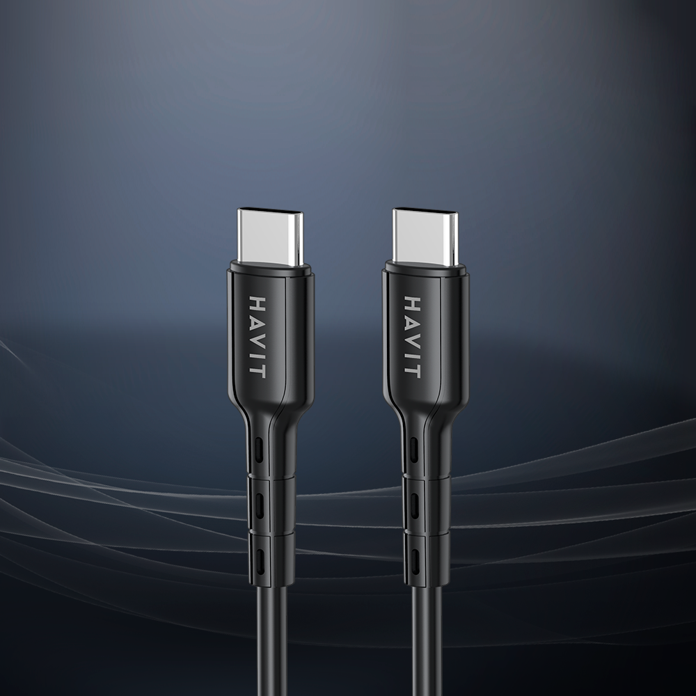 Кабель USB Type-C Havit CB6235 BK быстрая зарядка и передача данных, 1 м, черный — фото 1